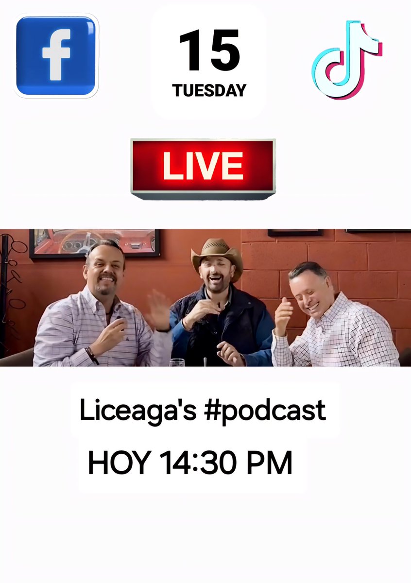 LiceagasPodcast's tweet photo. Hoy los esperamos como a las 14:30 hrs en Liceaga's #podcast lo mejor de la opinión #política y #deportes por #TikTokLIVE y #Facebook #live https://t.co/wMqbhF5T9p