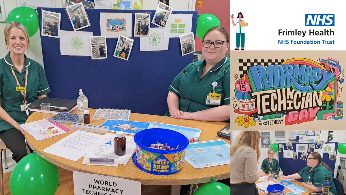 #FrimleyHealthFamily members Michelle and Charlotte were speaking to members of #FrimleyParkHospital staff today, raising awareness about their roles as Pharmacy Technicians and how to begin a career in this field for #WorldPharmacyTechnicianDay 💙 💊 

#RXTechDay