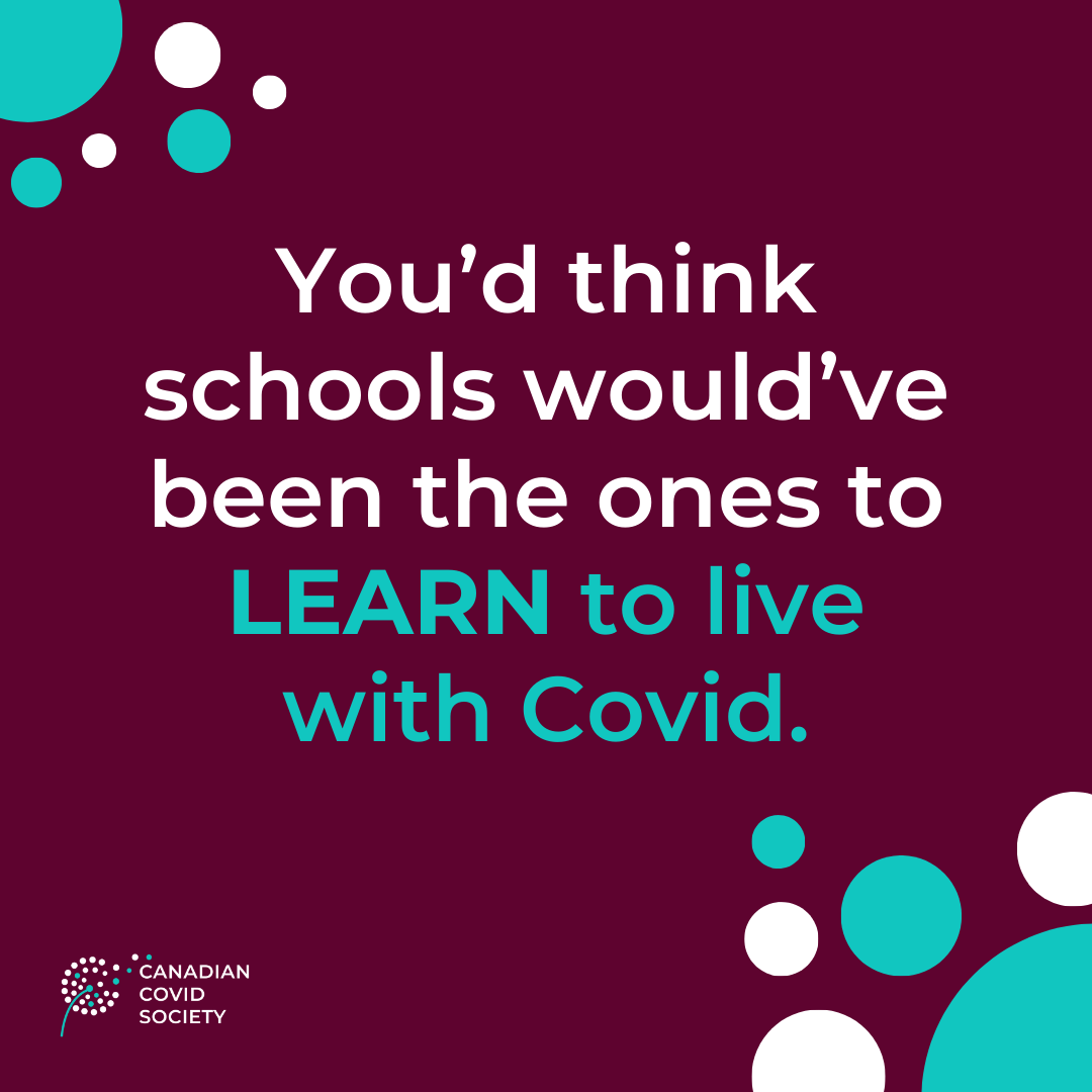 CanCovSoc's tweet image. Instead of learning to live with Covid, schools are forcing kids to learn with the constant threat of Covid hanging in the air.

#BackToSchool #COVID #SafeAirTest #CleanAir  #BCEd #AbEd #SKEd #MbED #ONed #EduQc #NBed #NSed #PEIed #NFLDed #NWTed #YKed #Nunavuted