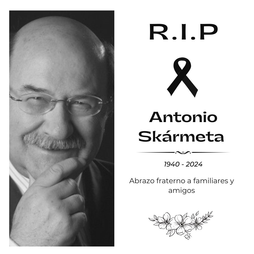Lamentamos profundamente la partida del destacado escritor chileno Antonio Skármeta, gran figura de las letras latinoamericanas, premio nacional de literatura 2014.
Desde Cuarto Propio enviamos un fuerte abrazo a familiares y amigos.