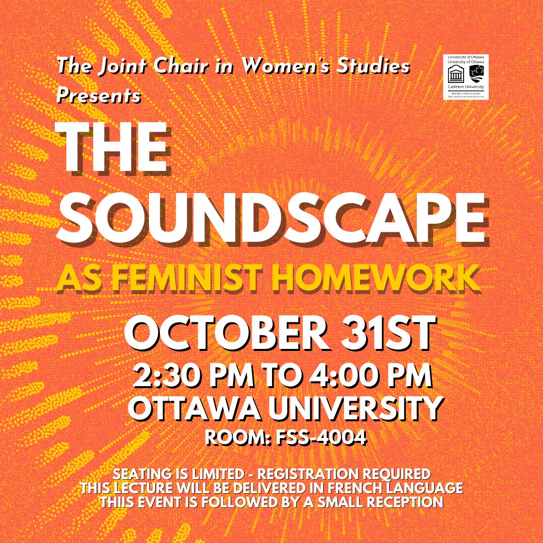 Interested in sound, politics, feminist ethnography, and what it means to try to do ethnographic work through these times? 

Join us on October 31 for an event in French with Q&amp;A in French &amp; English at UOttawa

More info: eventbrite.com/e/le-paysage-s…
