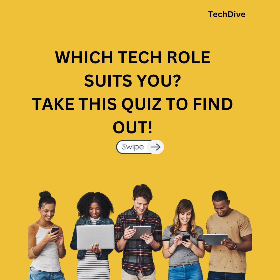 TechdiveOrg's tweet image. Discover Your Dream Tech Career!

Confused about which skill to learn? Take our quiz to uncover your perfect fit!

Ready to start your journey? DM us to sign up!

#TechCareers #DataAnalytics #Productmangement #DataAnalytics