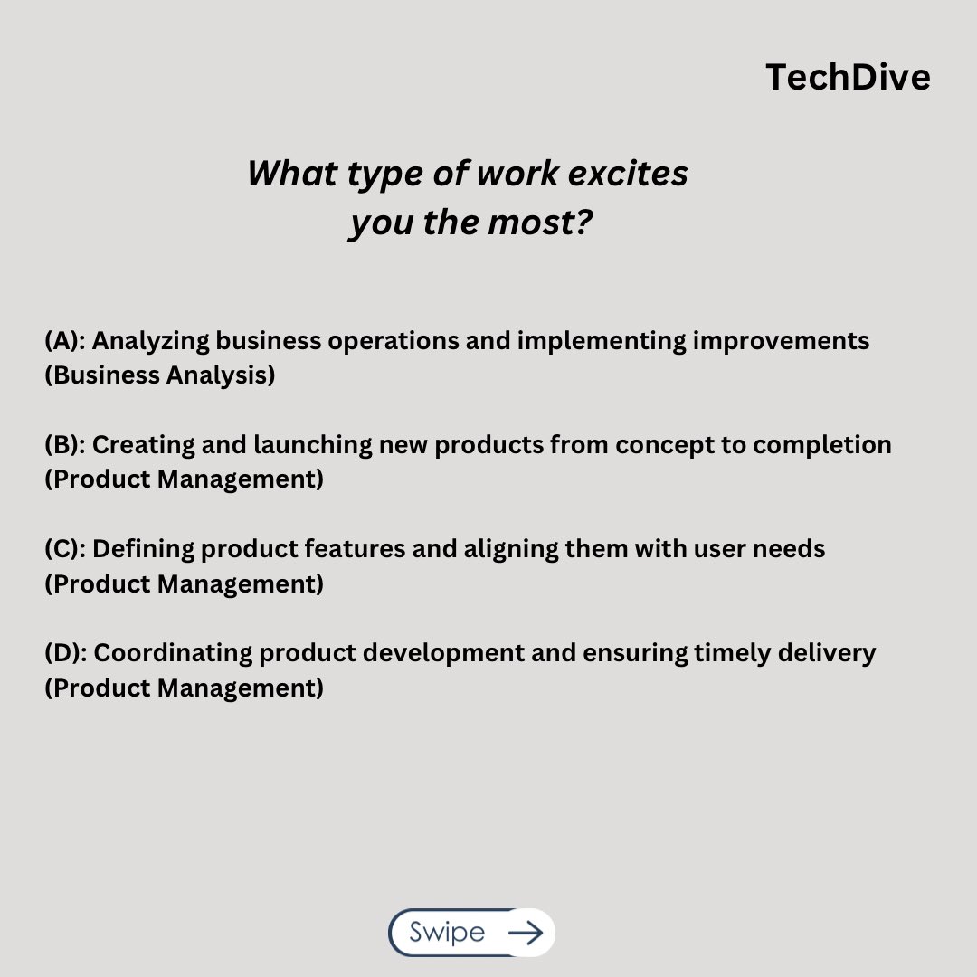 TechdiveOrg's tweet image. Discover Your Dream Tech Career!

Confused about which skill to learn? Take our quiz to uncover your perfect fit!

Ready to start your journey? DM us to sign up!

#TechCareers #DataAnalytics #Productmangement #DataAnalytics