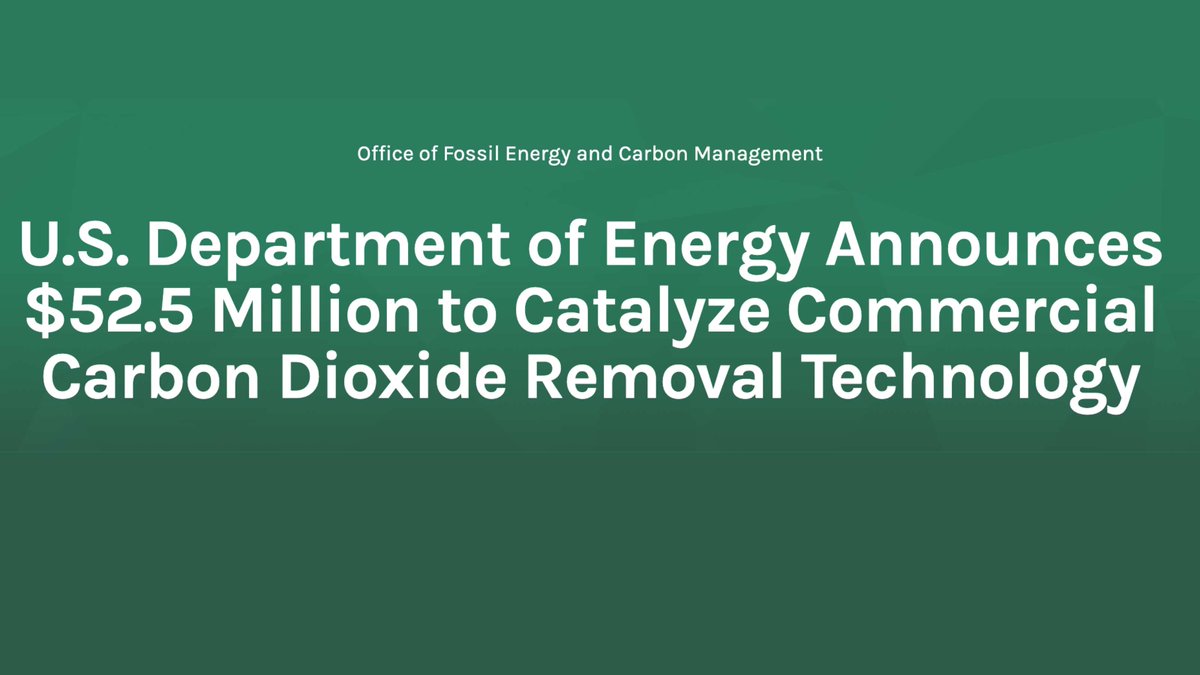 Global CO2 Initiative (@reuseco2) on Twitter photo Applications for Phase 1 of the <a href="/FECMgov/">Fossil Energy and Carbon Management | DOE</a> Commercial #DirectAirCapture #Pilot #Prize are due in one month! Don't miss out on the opportunity to win part of this $52.5 million prize!
#carbonmanagement #co2 #DAC #CDR
energy.gov/fecm/articles/… Applications for Phase 1 of the <a href="/FECMgov/">Fossil Energy and Carbon Management | DOE</a> Commercial #DirectAirCapture #Pilot #Prize are due in one month! Don't miss out on the opportunity to win part of this $52.5 million prize!
#carbonmanagement #co2 #DAC #CDR
energy.gov/fecm/articles/…