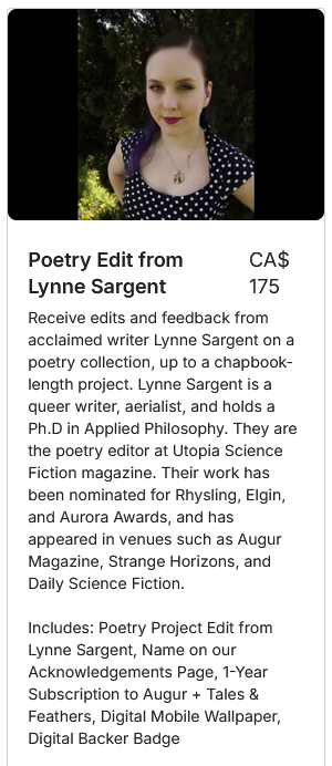 Tales & Feathers Magazine (@talesfeathers) on Twitter photo Is it manuscript critique you're looking for? We have that too!!
The incredible <a href="/SamLynneS/">Dr. Lynne Sargent - @World Fantasy!</a> and @ac_wise have generously offered their services! Lynne Sargent will review your poetry project up to chapbook-length, and AC Wise will review up to 8k words of short fiction!! 😍 Is it manuscript critique you're looking for? We have that too!!
The incredible <a href="/SamLynneS/">Dr. Lynne Sargent - @World Fantasy!</a> and @ac_wise have generously offered their services! Lynne Sargent will review your poetry project up to chapbook-length, and AC Wise will review up to 8k words of short fiction!! 😍