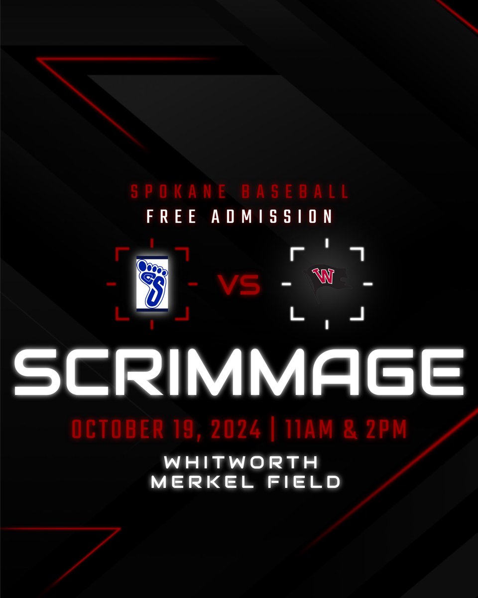 Scrimmage Week!
Come enjoy ☀️ ⚾️ 🍁
Support Spokane Baseball at Whitworth, Merkel Field, this Saturday!
Go Bucs 🏴‍☠️