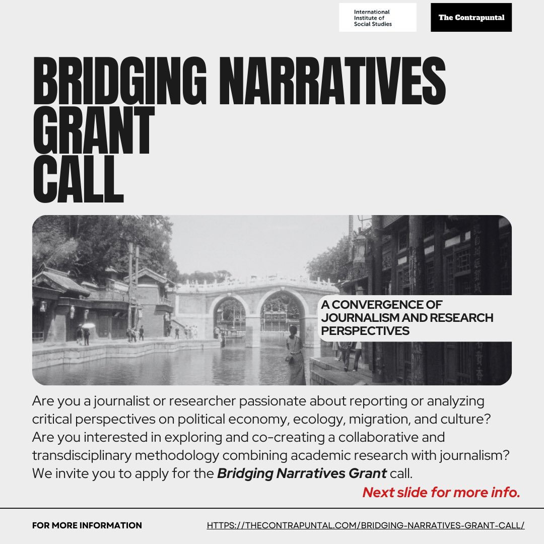 TheContrapuntal's tweet photo. We are very eager to read and receive your pitches!

The output of the Bridging Narratives Grant will take the form of a series of critical, people-centered, in-depth publications resulting from the collaboration between researchers and journalists. 

1/2 https://t.co/LeJ9sipC4N