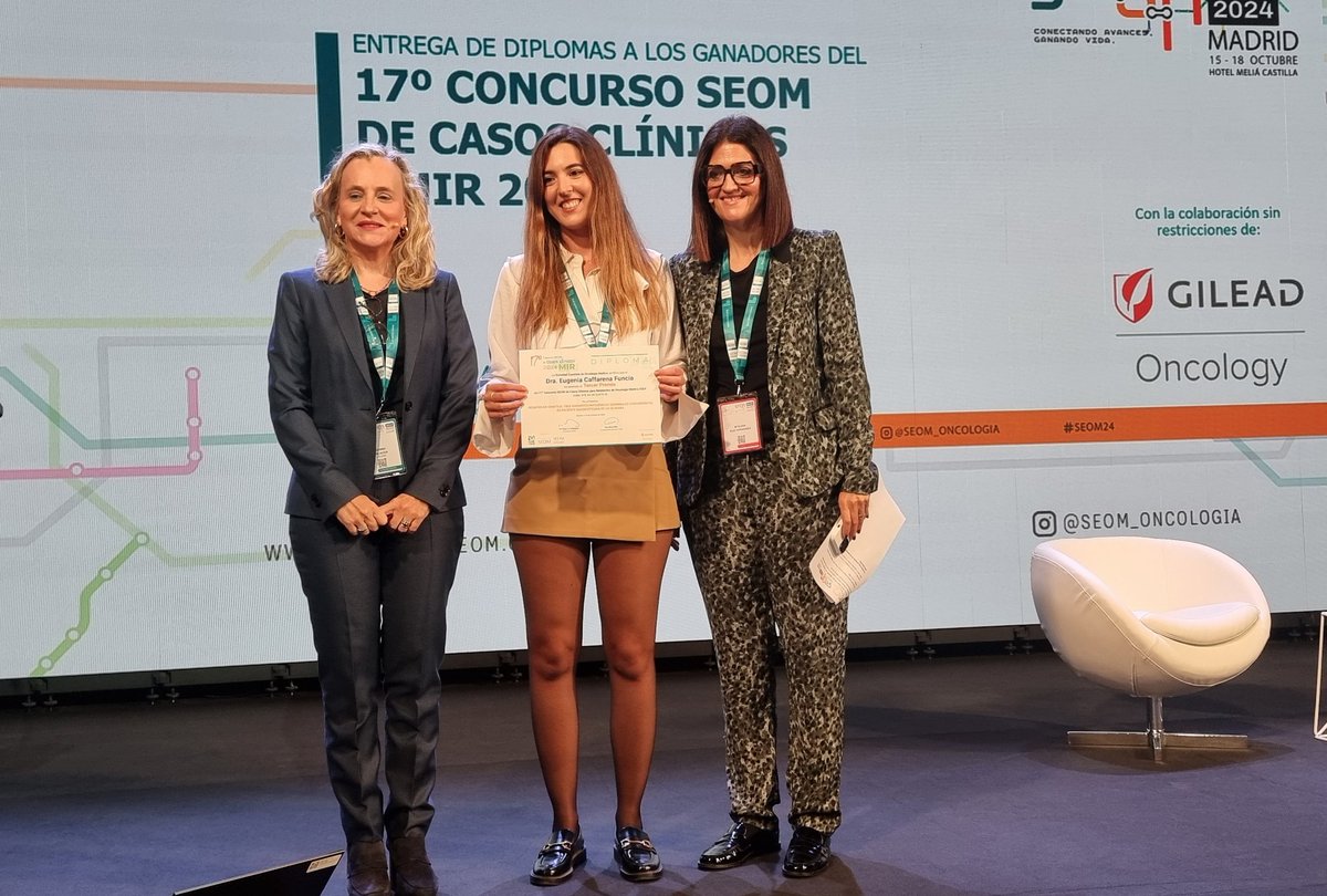 _SEOM's tweet photo. #SEOM24 17.° Concurso de Casos Clínicos +MIR
🥇 Dr. Arturo Sampol, de @TorrecardenasHU
🥈 Dr. Pablo Martínez, de @vallhebron
🥉 Dra. Eugenia Caffarena, de @HRegionalMalaga
Colabora @GileadOncology
¡Enhorabuena! https://t.co/paHC621nmW