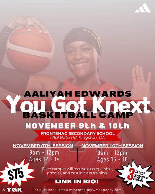 🏀YGK Hoopers🏀 we running it back😉

In collaboration with <a href="/FSSprops/">FSSprops</a> come join me at my 2nd annual You Got Knext Basketball Camp on Nov 9th &amp; 10th!

Don't miss out on your opportunity to improve your skills, make new friends and meet your girl Aaliyah Edwards😝

Link in bio!
