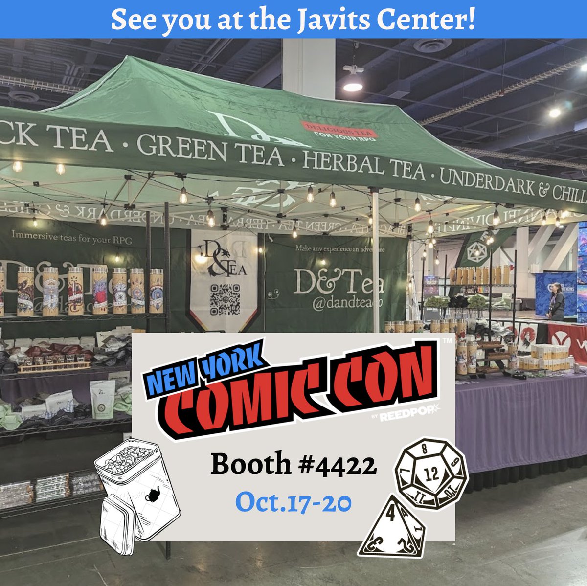 DandTeaCo's tweet photo. We're rolling into the Javits again.
We'll have our stellar cast of teas along with tumblrs, steepers and more!
Come chat tea with us, see you at booth #4422 at NYCC!!
#nycc2024 #newyorkcomiccon #dandtea #tea #berrytea #caffienefree #cozycup #cupoftea☕️ #homebrew #homegame https://t.co/splHaUSkOa