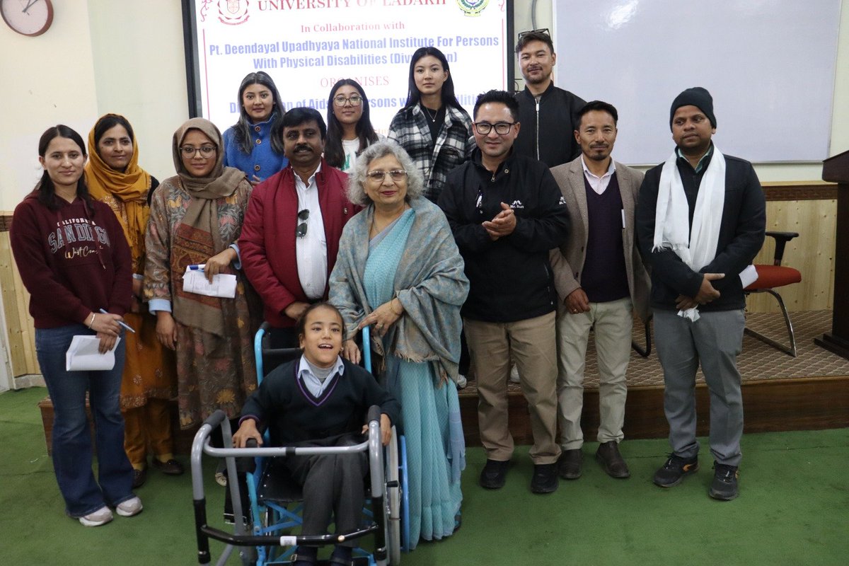 EarthNewsLadakh's tweet photo. University of Ladakh (#UoL), in collaboration with Pandit Deendayal Upadhyaya National Institute for Person with Physical Disabilities (#PDUNIPPD), organized distribution of aids for Persons with Disabilities at its Leh Campus.
@ULadakh
@rayatbahra
@pdunippd https://t.co/nDlQsxKLYP