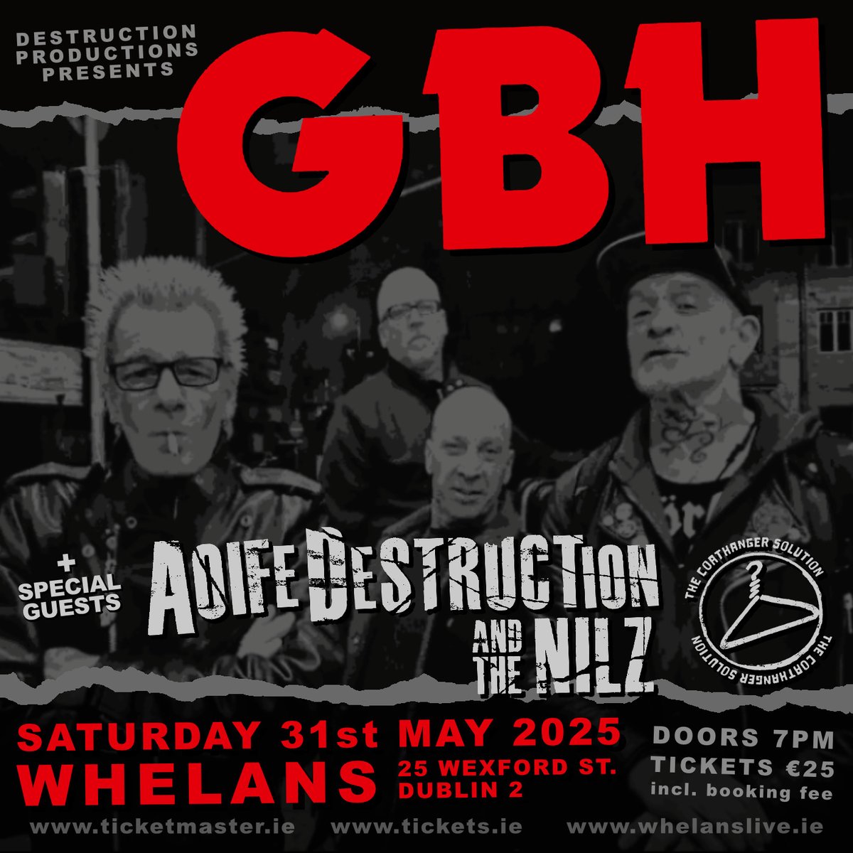 whelanslive's tweet image. #TONIGHT
Punk rock band G.B.H. play Whelan's, Dublin. Support from Aoife Destruction and The Nilz + The Coathanger Solution.
whelanslive.com/event/g-b-h/
#DestructionProductions