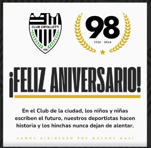 🤍EL MAS GRANDE DE LA PATAGONIA🖤

Felices 98 años Club Cipolletti ‼️