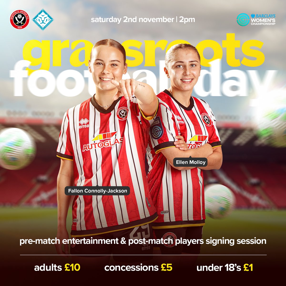sufc_women's tweet photo. Juniors for just £1 🙌

Join us at the Lane for an exciting day of football as we take on London City Lionesses! To celebrate Grassroots Football Day, junior tickets are available for only £1. 🎟️