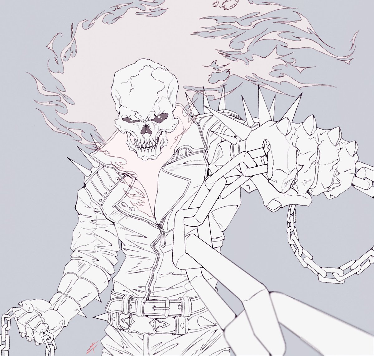 OkamiSishou's tweet photo. Spirit of Vengeance - Final Sketch - 
.
#art #ArtistOnX #artmoots #sketch #artwork #artshare #MarvelComics #ComicArt #ghostrider #Halloween #Artists https://t.co/0A0oQZUsZI