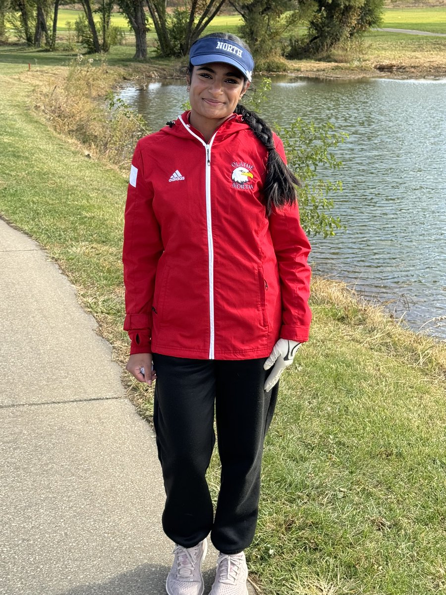 jr_sula's tweet photo. Olathe North’s Kriti Kumar playing in her first Regional Tournament at Falcon Lakes GC. Teeing off on the opening hole. Let it Fly. #ONGolf. #GoEagles. @ADPriceON https://t.co/dtb0eNXW5S