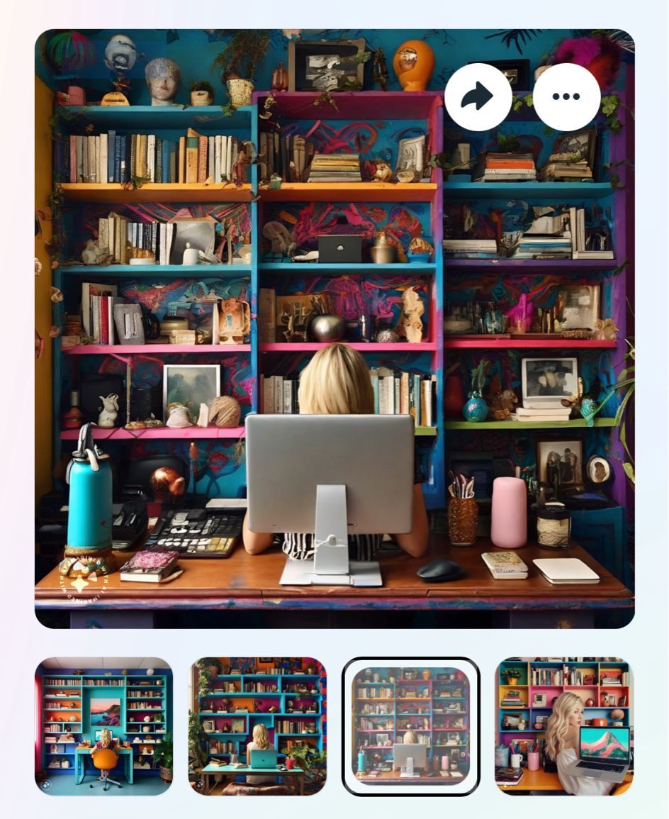 AI Prompt: Blonde woman at a colorful desk

Nailed it 🤪