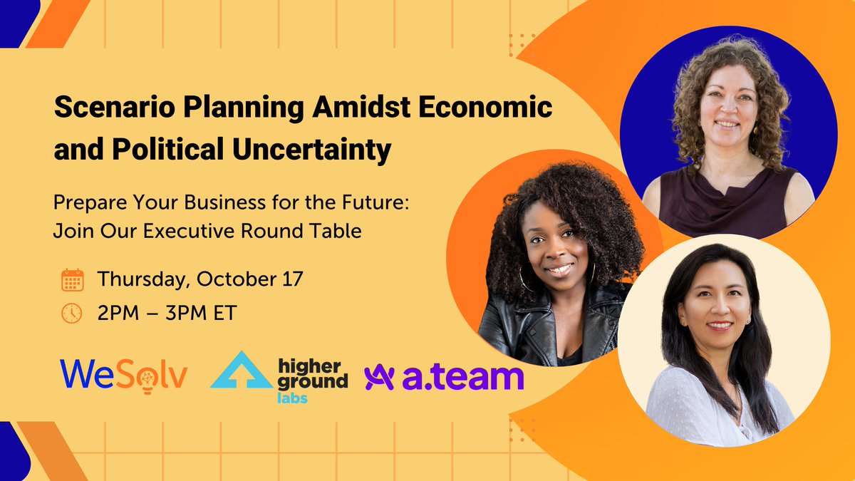 📆 This Thursday, October 17th - Join HGL's COO Tova Vance, <a href="/WeSolv/">WeSolv</a>, and top industry leaders for the round table on Scenario Planning Amidst Economic and Political Uncertainty. 
Register now: lnkd.in/eHpnGxqc
#ScenarioPlanning