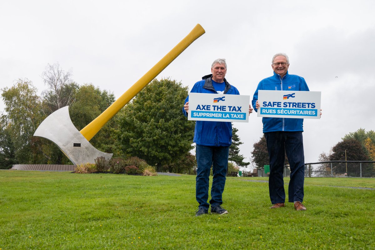 When you’re in Nackawic, you’ve got to go big or go home – and that’s exactly what Richard Ames and I are doing. Standing in front of the world’s largest axe, we’re making it clear: New Brunswickers want to keep their hard-earned dollars in their pockets, not overburdened by