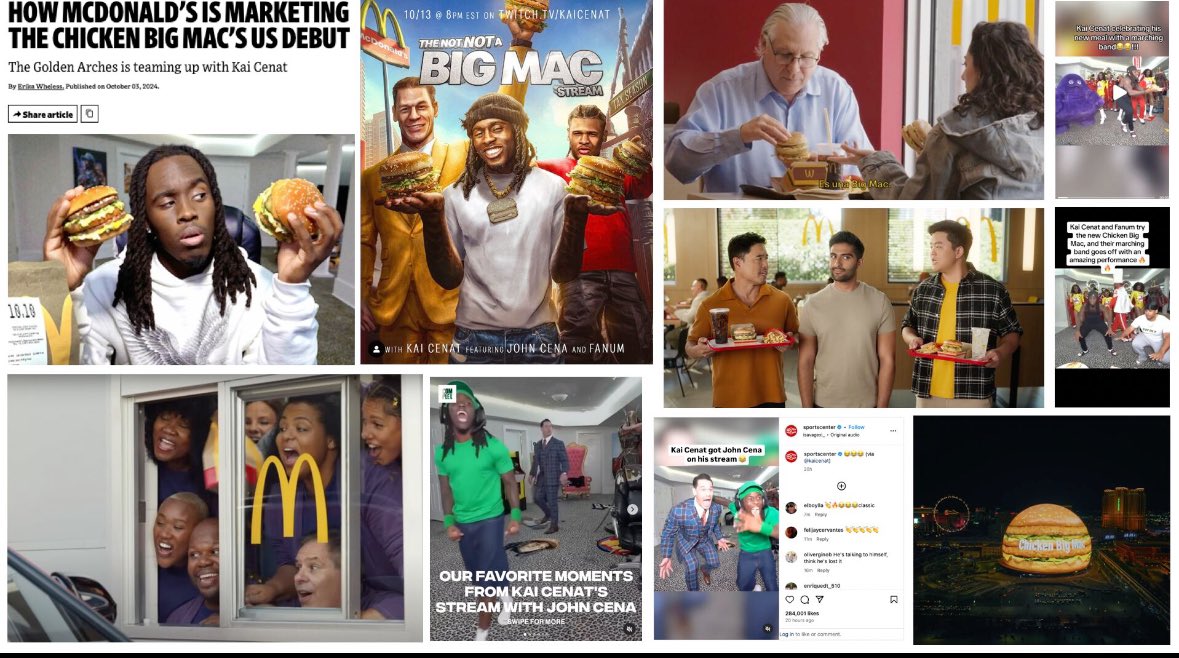 McDonald's Chicken Big Mac launch…
✅ first-of-its-kind series with Kai Cenat.
✅ Sphere in Las Vegas takeover
✅ Remix the iconic Big Mac jingle
✅ Hispanic cross generation debate
✅ Reunited Randall Park &amp; Hudson Yang

Well…It’s not, not a Big Mac. You decide.⁉️