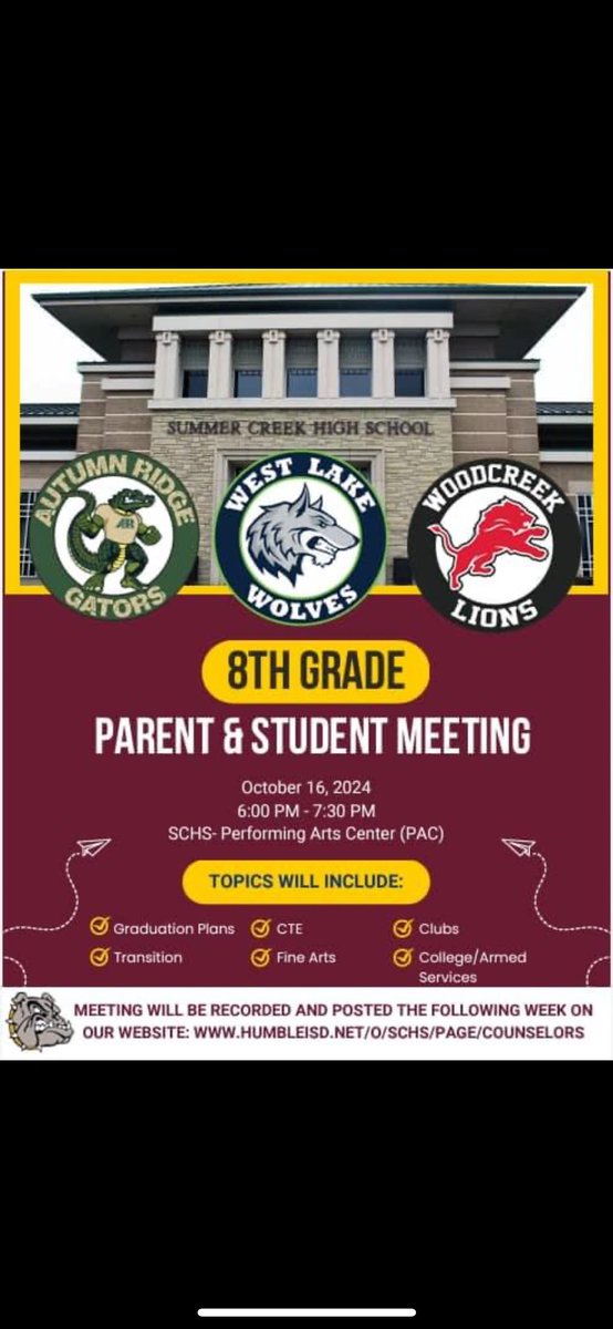 Calling ARMS, WLMS, and WMS 8th graders! We can’t wait for you to become Bulldogs! Please join us for an informational meeting on October 16th at 6!