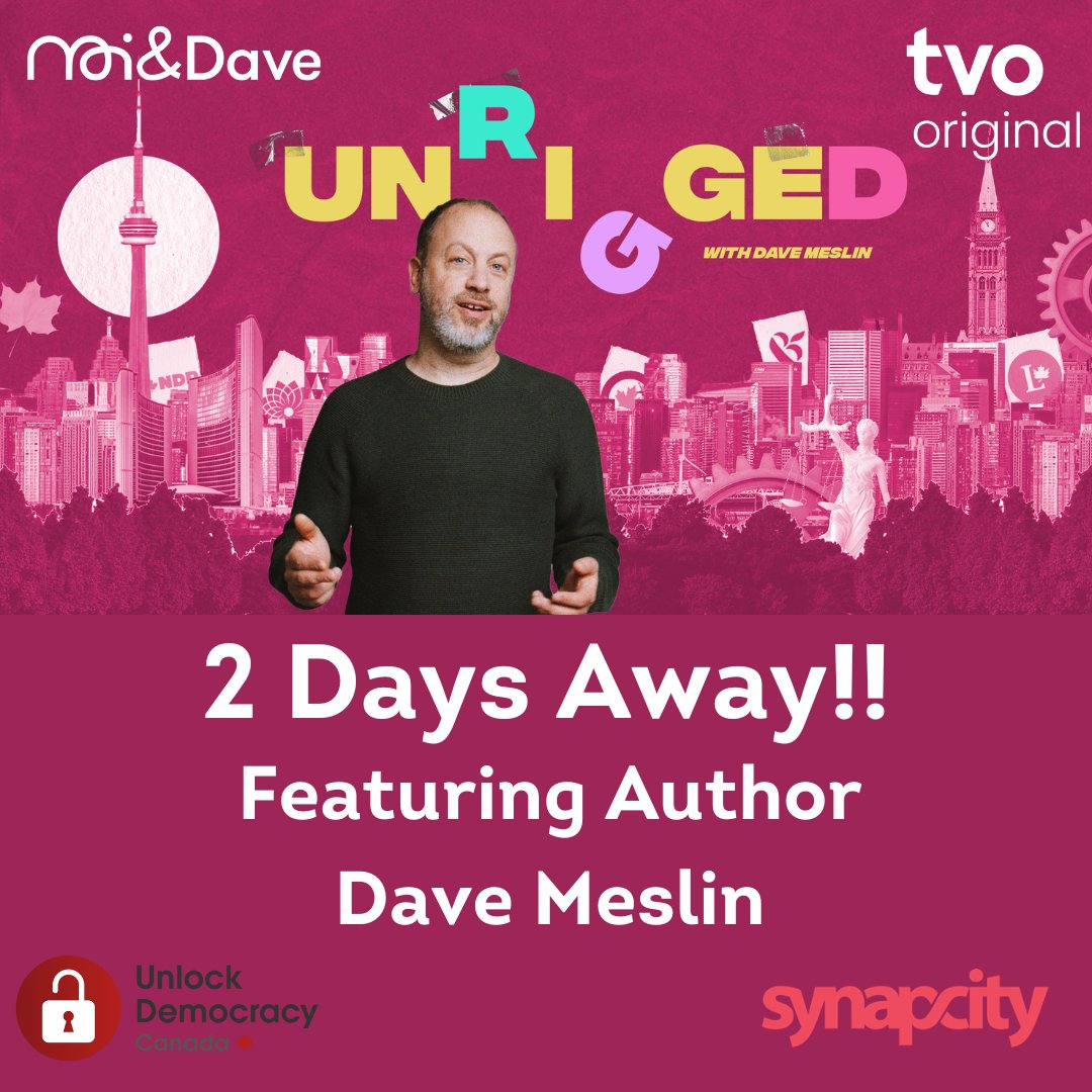 We’re only 2 days away from the Unrigged Ottawa Screening! Join us as we welcome renowned author Dave Meslin to the Nation’s Capital.

Stick around for after for a reception sponsored by Unlock Democracy Canada.

Tickets are still available here: bit.ly/UnriggedOttawa
