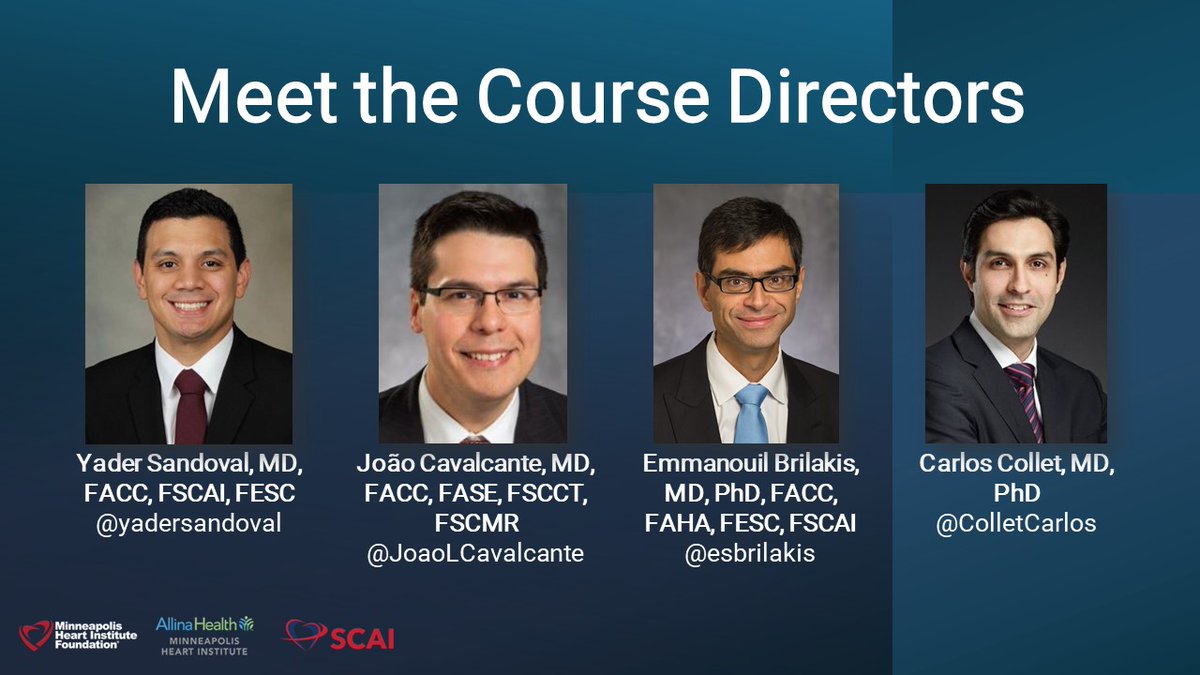Center for Coronary Artery Disease (@ccad_mhif) on Twitter photo Just 10 days left until our CT for PCI Course 2.0! We’re thrilled to host this event for the second time this year.
📅 October 24-25, 2024 | Minneapolis, MN
Meet the Course Directors:
@YaderSandoval <a href="/JoaoLCavalcante/">João Cavalcante</a> @Esbrilakis <a href="/ColletCarlos/">Carlos Collet MD PhD</a>
<a href="/MHIF_Heart/">Minneapolis Heart Institute Foundation</a> <a href="/SCAI/">SCAI</a> #CT4PCI Just 10 days left until our CT for PCI Course 2.0! We’re thrilled to host this event for the second time this year.
📅 October 24-25, 2024 | Minneapolis, MN
Meet the Course Directors:
@YaderSandoval <a href="/JoaoLCavalcante/">João Cavalcante</a> @Esbrilakis <a href="/ColletCarlos/">Carlos Collet MD PhD</a>
<a href="/MHIF_Heart/">Minneapolis Heart Institute Foundation</a> <a href="/SCAI/">SCAI</a> #CT4PCI