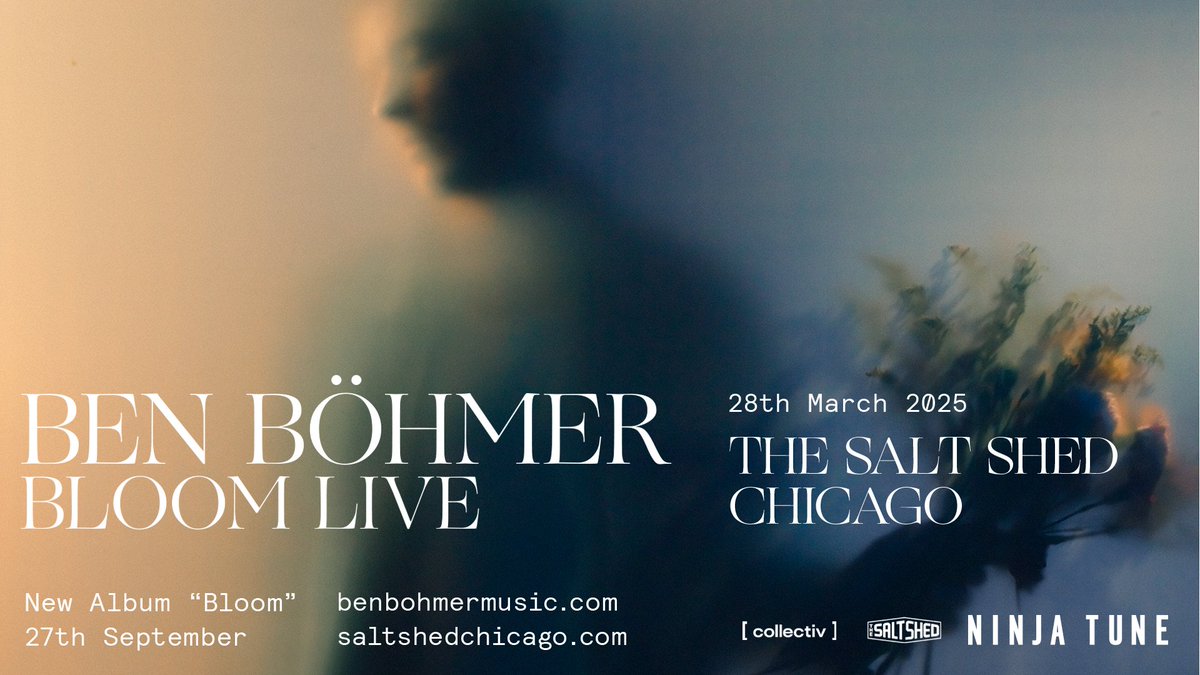 collectivpresents (@collectivprsnts) on Twitter photo .<a href="/benbohmermusic/">Ben Böhmer</a> is in his BLOOM era 🌷🌹 Experience this emotional set live at <a href="/saltshedchicago/">The Salt Shed</a> on March 28th! ✨🧂
🎟: bit.ly/BENCHI2025
⏰: Presale starts TODAY, Oct 15th at 1 PM code "BLOOMLIVE" .<a href="/benbohmermusic/">Ben Böhmer</a> is in his BLOOM era 🌷🌹 Experience this emotional set live at <a href="/saltshedchicago/">The Salt Shed</a> on March 28th! ✨🧂
🎟: bit.ly/BENCHI2025
⏰: Presale starts TODAY, Oct 15th at 1 PM code "BLOOMLIVE"