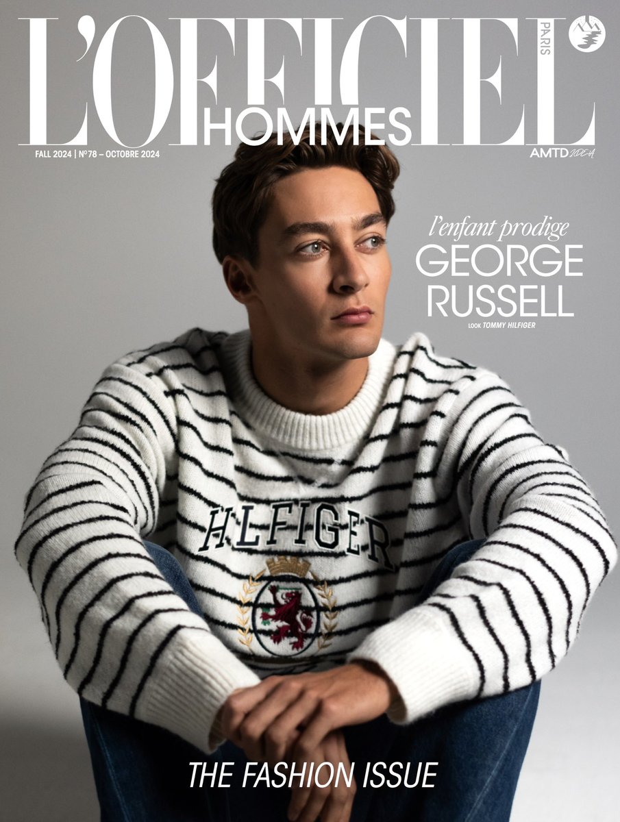 GeorgeRussell63's tweet photo. Back to the 80’s🤘Excited to be on the cover of this month’s L’Officiel Hommes, talking F1 paddock fashion and all things racing, from my early karting days to now. A big ‘Merci’ to @TommyHilfiger for the opportunity 🙏 https://t.co/ddJm9cwLBy