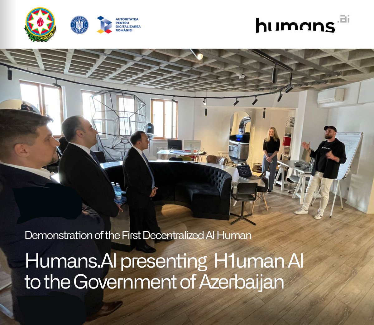 humansdotai's tweet photo. Before the AIvengers unveiling, we made another big move, at the government level.

We presented the H1uman platform to the government of Azerbaijan, speaking with @Mr_UlviMehdiyev, President of the State Agency for Public Service and Social Innovations, and Mr. Mahammadali Khudaverdidiyev, Head of International Relations.

The focus was on how decentralized AI can bring fresh innovation to public services. And yes, this is only the start 👀

Can you guess what’s coming next? The future is taking shape, and we’re leading it. #AIctober #H1uman