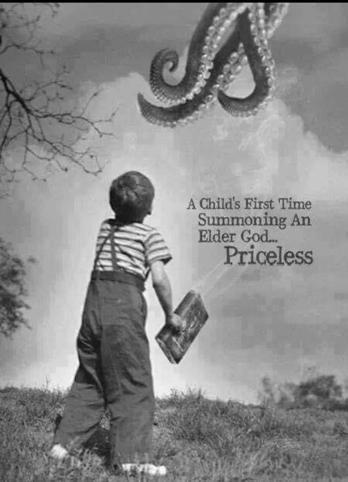 SoDakTruth's tweet image. In these strange eons, they grow up so fast. #memories #eldergods #cthulhumythos #NECRONOMICON