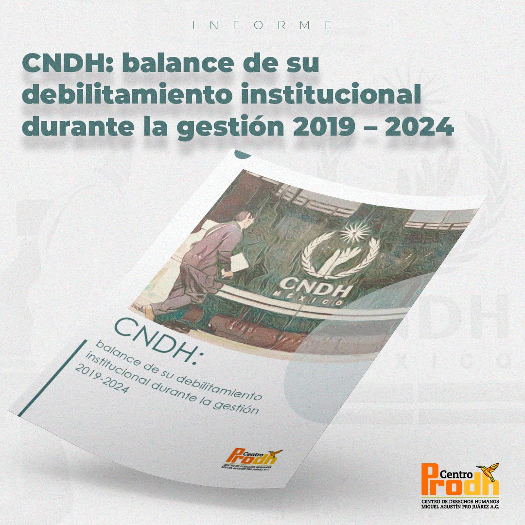 📢 Nuestro #BalanceCNDH 2019-2024 muestra el debilitamiento de la Comisión: pérdida de autonomía, omisión en graves violaciones a #DDHH y un sesgo a favor del gobierno.

Es urgente una renovación que garantice la defensa de los #DerechosHumanos en México. 🛑

#Comunicado: