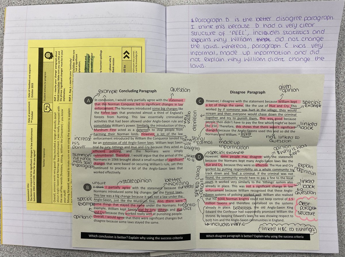 GCSE feedback inspired by <a href="/MrsRCliffe/">Rachel Cliffe</a> and my y10s loved it. Lots of discussion-based learning that fed into students improving their own answers. Don’t shy away from having those important conversations about WHAT makes a good answer good.