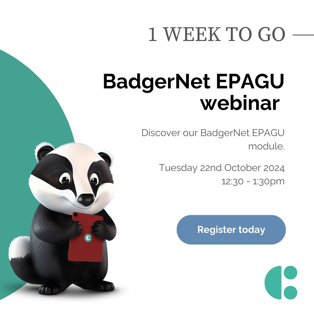 Only 1 week to go until our BadgerNet EPAGU webinar!🚨

We are so excited to show you our BadgerNet EPAGU module and hear from <a href="/nottmhospitals/">Nottingham University Hospitals</a>🦡

It’s not too late, register using the link below!👇
bit.ly/3zdiJTD

#OneTeam #ConnectingCare