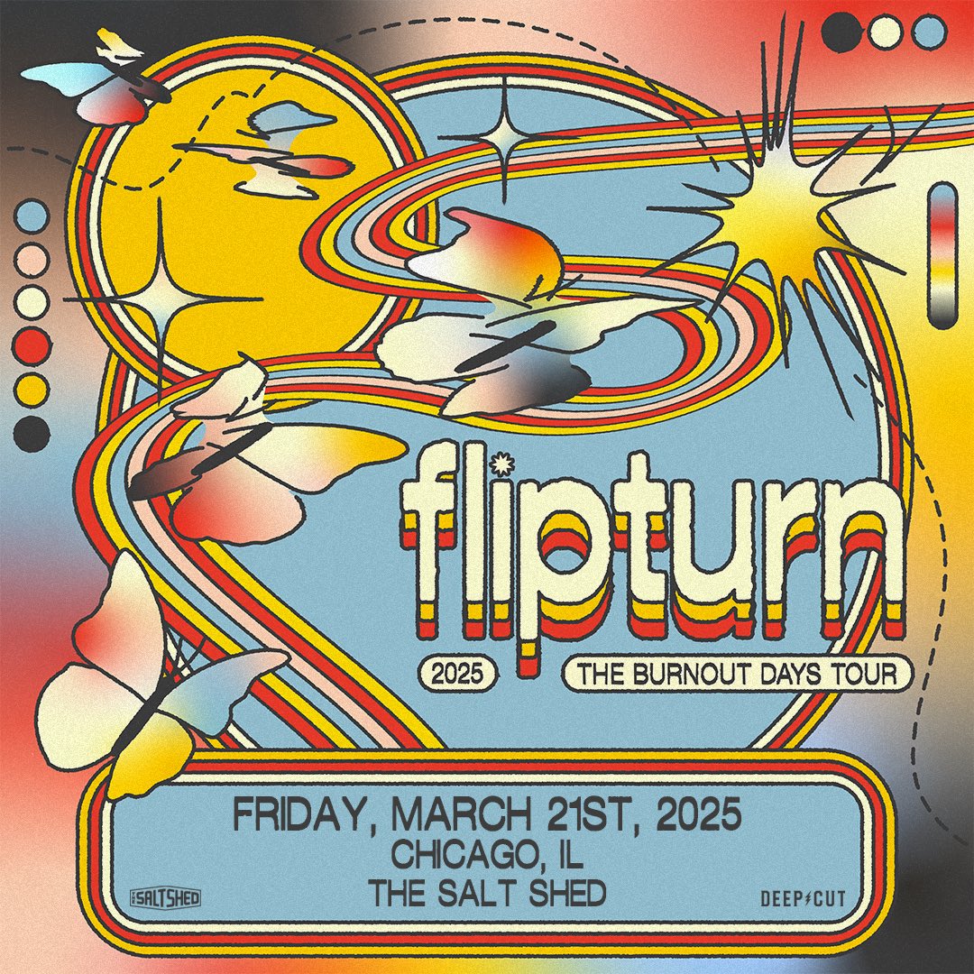 DEEP CUT (@deepcutpresents) on Twitter photo 🌕 Indie darlings Flipturn make their headline debut at <a href="/saltshedchicago/">The Salt Shed</a> indoors on March 21st, 2025! The Burnout Days tour will have us feeling anything but burned out. We will be in our feels though after we hear them sing & play the way they do. 🦋 🌕 Indie darlings Flipturn make their headline debut at <a href="/saltshedchicago/">The Salt Shed</a> indoors on March 21st, 2025! The Burnout Days tour will have us feeling anything but burned out. We will be in our feels though after we hear them sing & play the way they do. 🦋