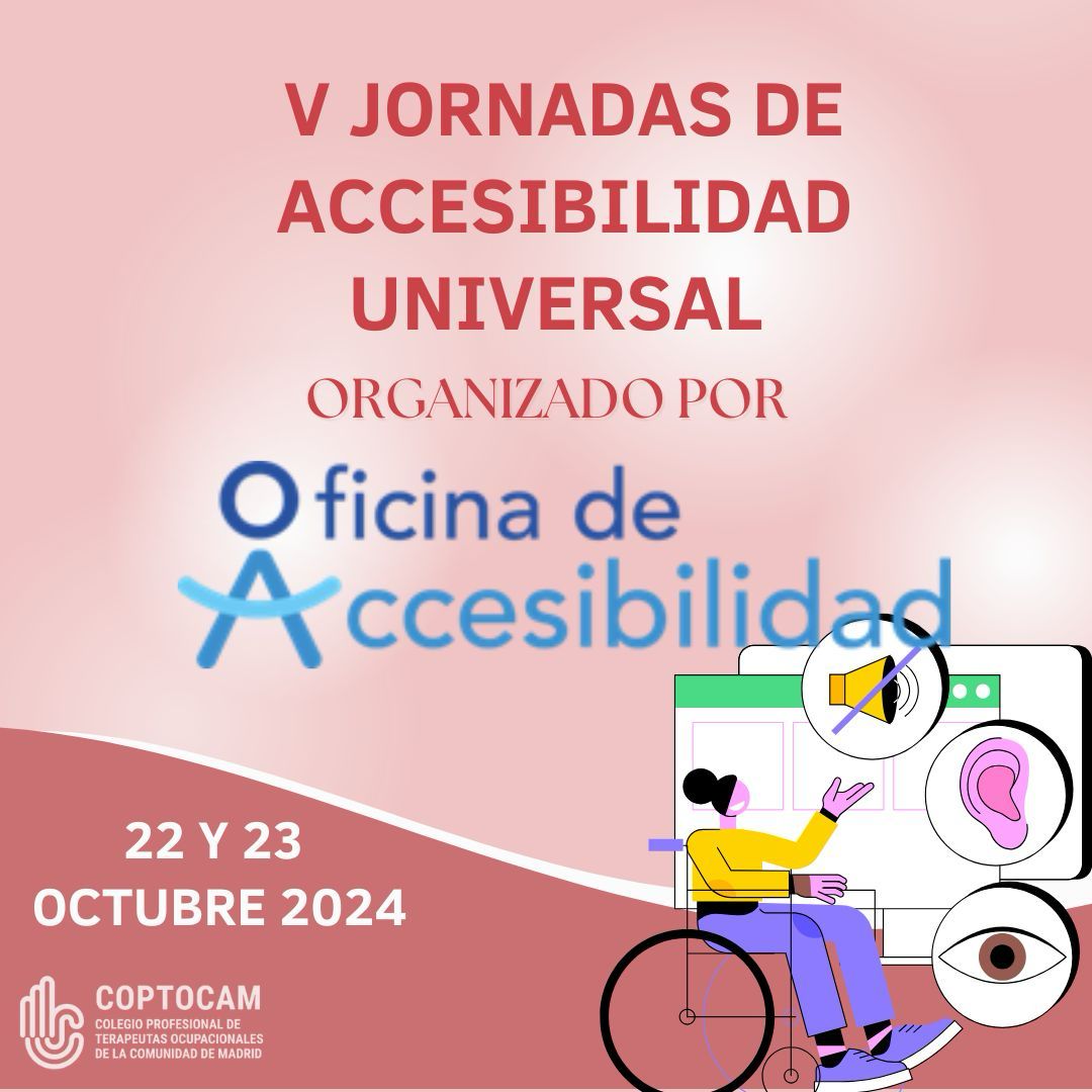 La Dirección General de Accesibilidad, del Área de Gobierno de Vicealcaldía, Portavoz,Seguridad y Emergencias,del Ayuntamiento de #Madrid ha organizado las V Jornadas de Accesibilidad Universal,los días 22 y 23 de octubre. 
Inscripción en nuestra web.

#formación