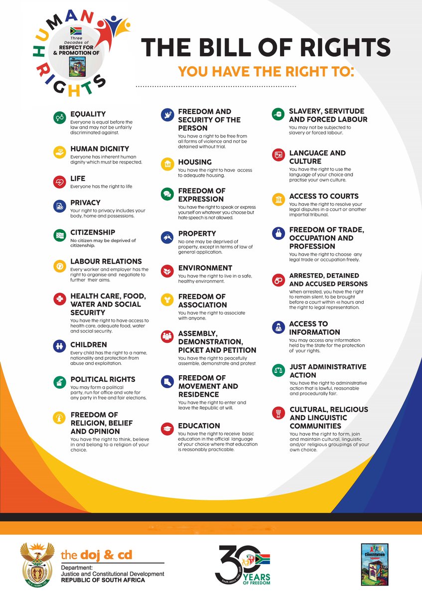 Good morning South Africa 🇿🇦 Just a reminder that The Bill of Rights in ...