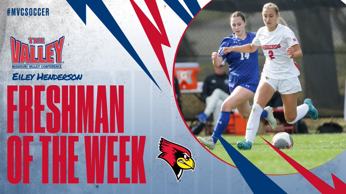 Freshman of the Week➡️Eiley Henderson
<a href="/Redbird_Soccer/">Illinois State Soccer</a> 

▪️Henderson tallied a goal and an assist leading that helped extend the Redbirds unbeaten streak to three games.

#MVCSoccer