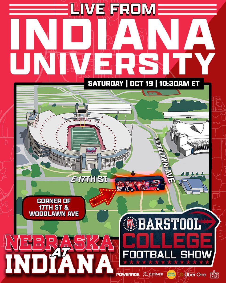 BarstoolCFB's tweet photo. Saturday at 10:30 AM ET the Barstool College Football Show will be LIVE from Indiana University https://t.co/3ceSpSnZdL