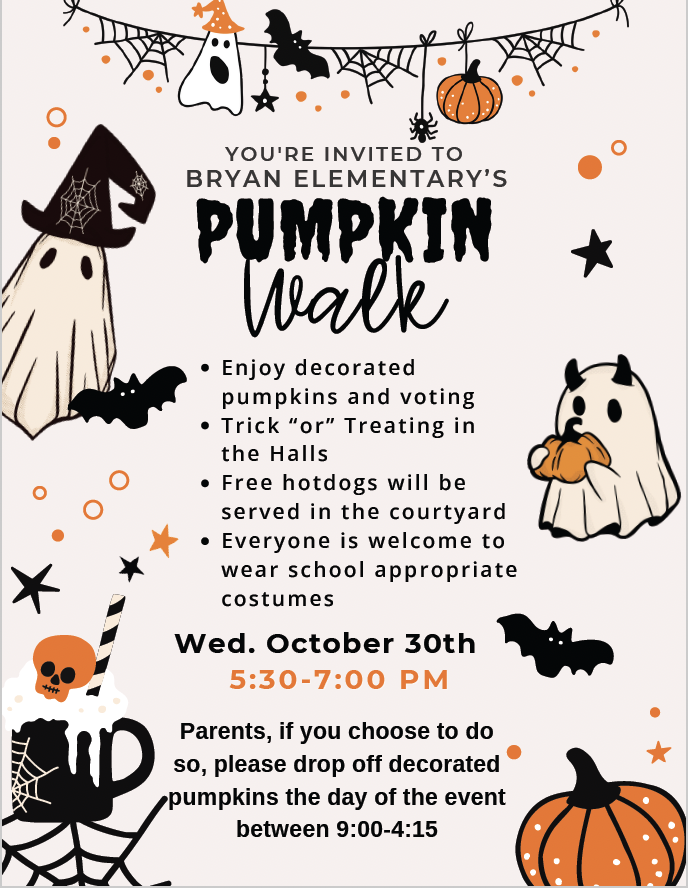 Join us Wednesday, October 30th for our annual Pumpkin Walk event from 5:30-7:00p.m.! 🎃