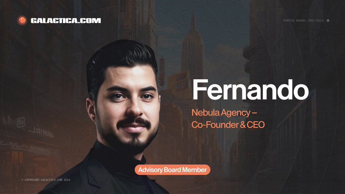 We’re excited to share that Fernando <a href="/0xFer_/">Fernando T.</a> , co-founder &amp; CEO of <a href="/Nebula_Agency_/">Nebula</a>, a top web3 marketing agency, is joining the Galactica Advisory Board !

Nebula’s unmatched expertise in driving engagement will play a key role in helping us expand our reach and educate a wider
