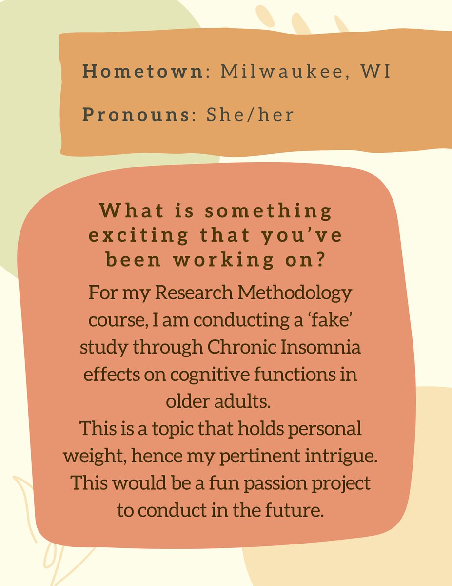 DISC_LabKids's tweet image. Meet Julia, a junior majoring in Psychology with certificates in Art Studio and Art History! 🎨 She's currently exploring the cognitive effects of chronic insomnia in older adults. 🧠💤
Julia hopes to take a gap year for more research before pursuing a master’s program!🎓