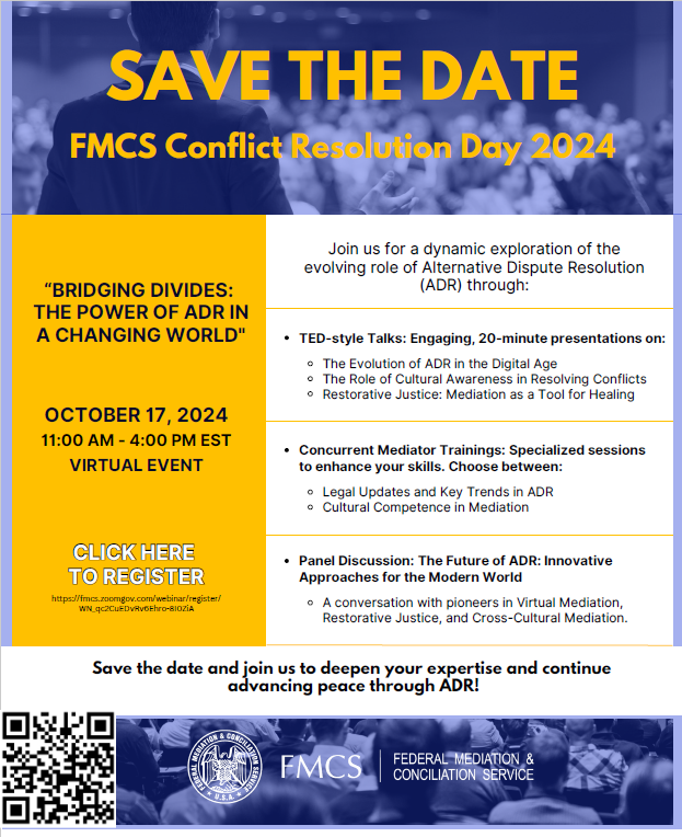 PceNEducation's tweet photo. Conflict Resolution Day Training Event
October 17 Virtual 11:00 am-4:00 pm EST 
If you are interested Register through the link or QR code, at no cost
https://t.co/F8JSu28H0Z https://t.co/QoxuYyFMKx