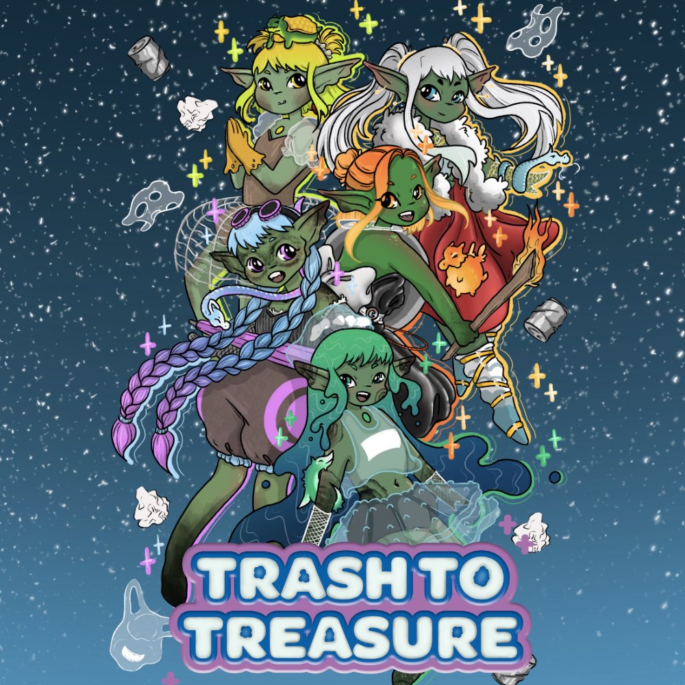 Bri de Danann (@bridanann) on Twitter photo Trash to Treasure is live on Kickstarter!
 Check out our feral tabletop roleplaying game about trash-powered magical girl goblins who fight evil and clean up the environment!  🗑️ 
Inspired by Eat the Reich, it's a fast-paced, puzzle-style rpg that rewards storytelling!
Link 👇 Trash to Treasure is live on Kickstarter!
 Check out our feral tabletop roleplaying game about trash-powered magical girl goblins who fight evil and clean up the environment!  🗑️ 
Inspired by Eat the Reich, it's a fast-paced, puzzle-style rpg that rewards storytelling!
Link 👇