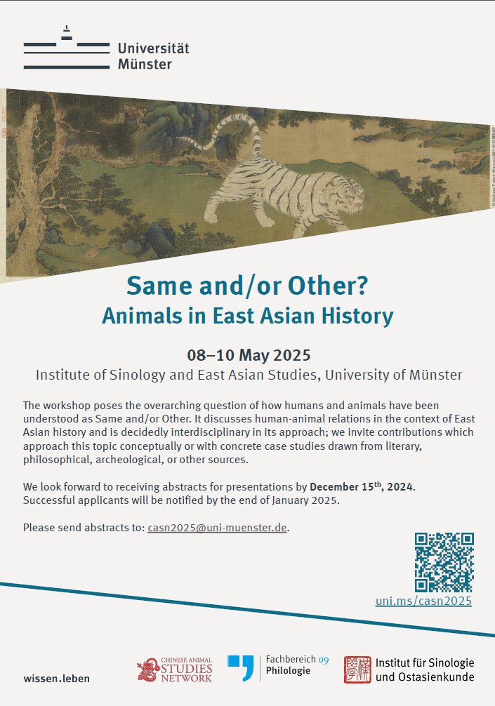 We are thrilled to announce our first in-person workshop! Check out the call for papers on our website for more info chineseanimalstudiesnetwork.com/casn-workshop-…
#casn2025 #casnmunster 🐯