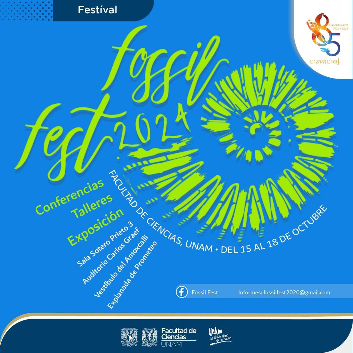 fciencias's tweet photo. 🟢El día de hoy inicia el evento Fossil Fest edición 2024 🟢

Además, tendremos premiación de concursos y talleres por la tarde. Te dejamos el programa de hoy. 👇

#FossilFest #FacultadDeCiencias #paleontologia https://t.co/ysKxuDddtT