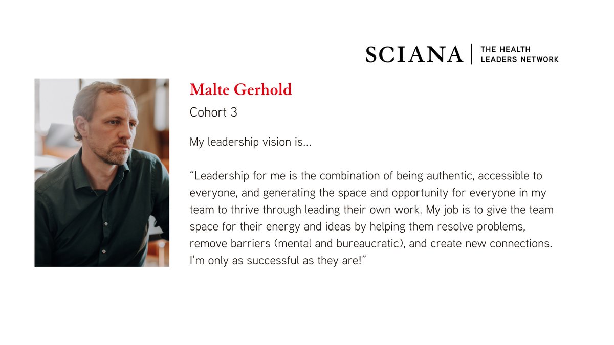 Sciana: The Health Leaders Network (@sciananetwork) on Twitter photo 1) <a href="/Dr_Malte/">Dr Malte Gerhold</a> is the director of innovation and improvement at <a href="/HealthFdn/">The Health Foundation</a>. He is also a member of #Sciana's third cohort.
When asked what his leadership vision was, Malte said: 1) <a href="/Dr_Malte/">Dr Malte Gerhold</a> is the director of innovation and improvement at <a href="/HealthFdn/">The Health Foundation</a>. He is also a member of #Sciana's third cohort.
When asked what his leadership vision was, Malte said: