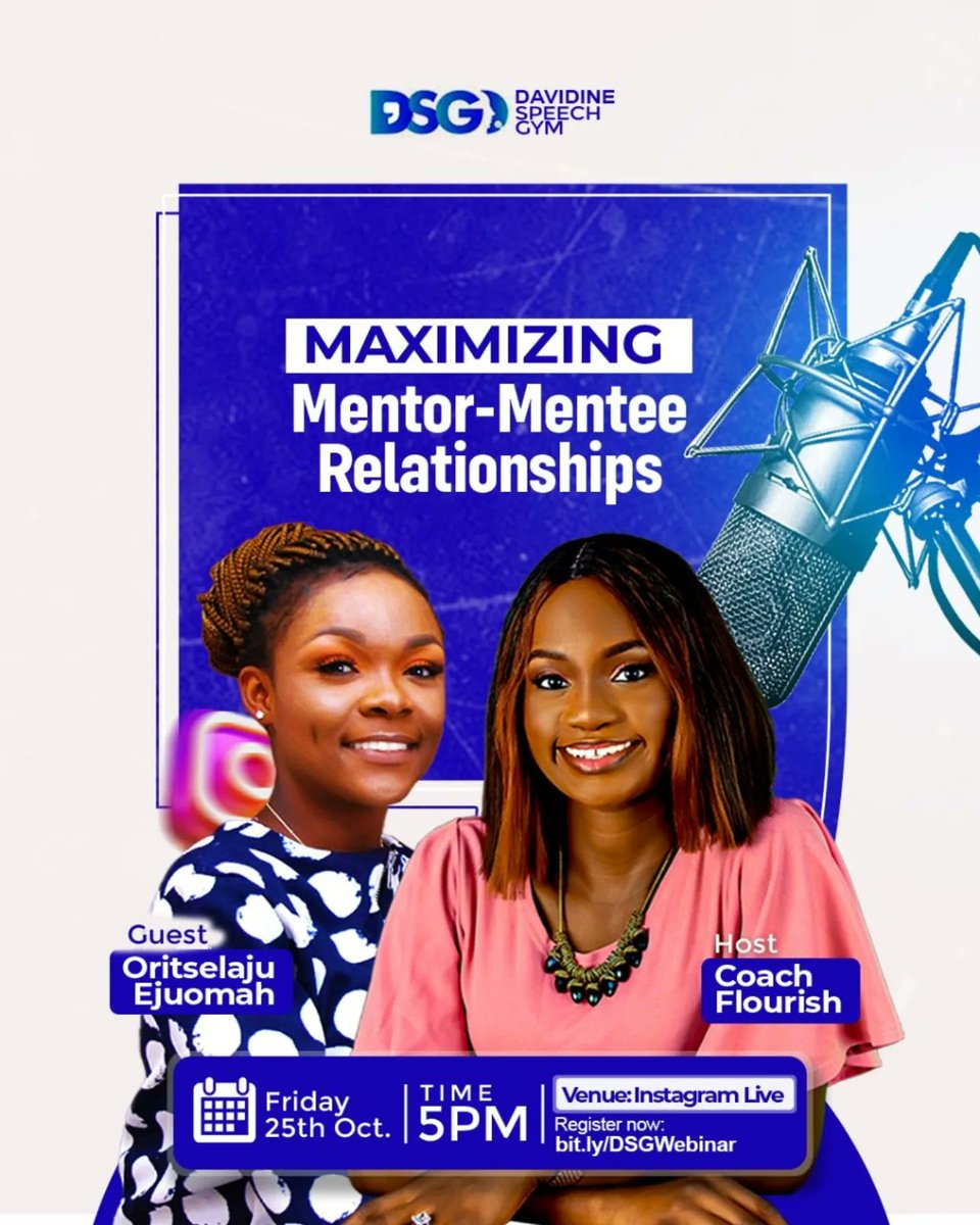 flour_Davidine's tweet photo. Kindly register via for the session the link below - https://t.co/WjPsIIFsQW

Cheers to your progress!

#mentorship #vision #nigeria #africa #mentor #mentee #relationships #proudlyafrican #webinar #communication #excellence #coaching #davidinespeechgym #DSG https://t.co/1Im9Tp1rpy