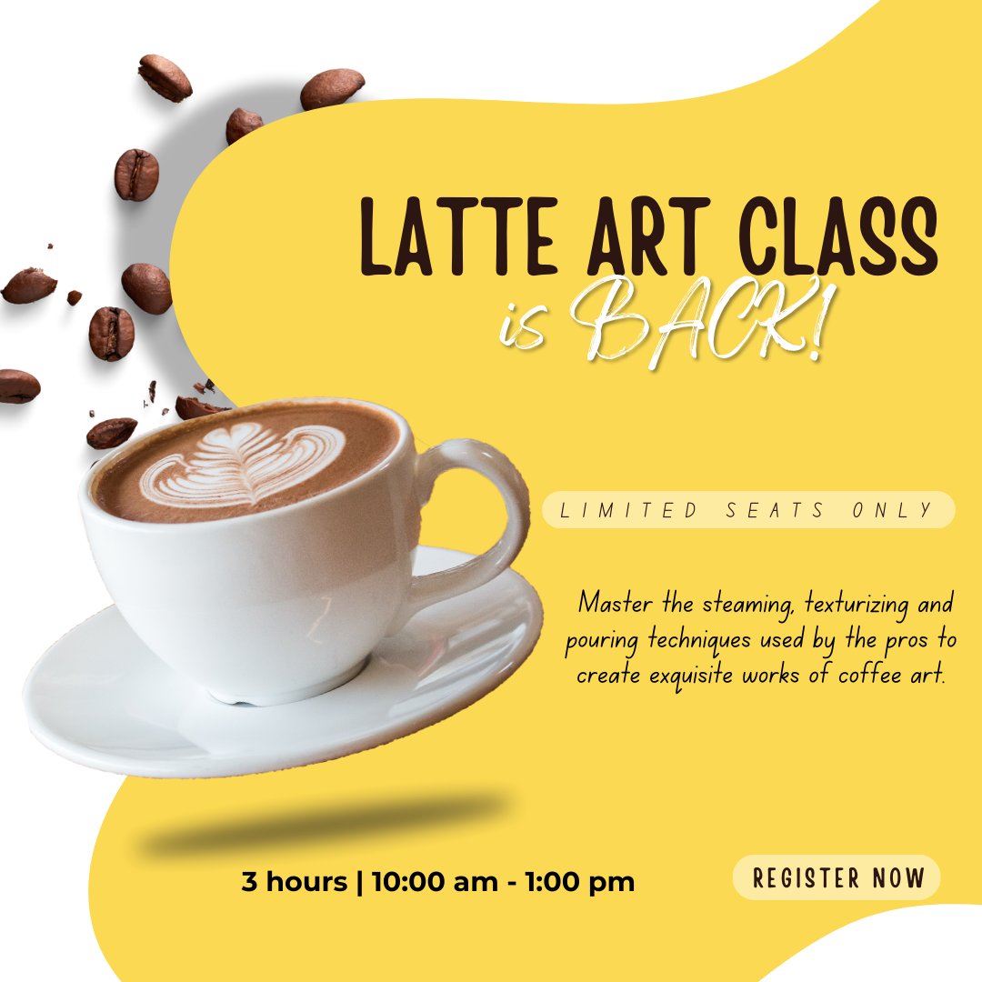 ☕️ Latte Art Class is BACK! 🎨☕️

Ready to level up your coffee game and pour some beautiful creations? Our Latte Art Class is back, but spots are limited! 🚨

📅 Sign up now to secure your spot.
📍 In-store experience you won’t want to miss!
