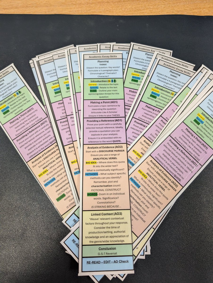 K2SR7's tweet image. 💡Responding to our analytical structures being slightly too loose and not thorough enough, I created these 'Essay Structure Strips' to piece together all the elements we have developed over the last 6 weeks 💭 Pleased with their impact during our analytical response today 💪